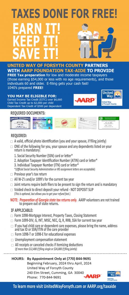 AARP Free Tax Preparation United Way of Forsyth County